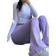 thumbnail image 6 of FASHIONWT Women Skinny Stretchy Knitted Slacks Casual Solid Flared Pants, 6 of 6