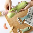 thumbnail image 4 of 3 Pack Ceramic Vegetables Fruit Peeler Potato Apple Peeler, Rust Prevention Home Kitchen Tools Pink Blue Green Carry And Store, 4 of 4