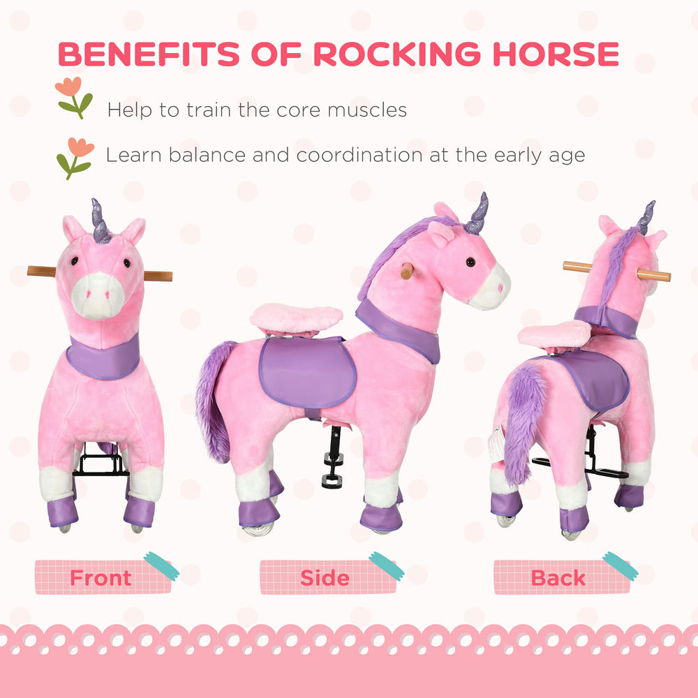 Kadyn Ride On Real Walking Unicorn with Sparkly Horn, Soft Plush Ride On Rocking Horse Bearing