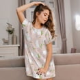 thumbnail image 3 of Fotbe Rabbit Pattern Women's Cotton Nightgown Sleepwear Short Sleeves Shirt Casual Print Sleepdress, 3 of 6