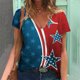 thumbnail image 2 of Camiseta de cuello en V con estampado escénico de talla grande informal a la moda para mujer Fridja  hjk4063, 2 of 8