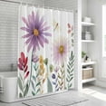 thumbnail image 5 of Purple Flowers Blossom Shower Curtain Set - Standard 72" x 72" Washable Bathtub Curtain with 12 Hooks, Spring Pastoral Garden Wildflowers Waterproof Fabric Stall Shower Curtains for Bathroom Décor, 5 of 6