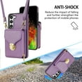 thumbnail image 5 of Dteck Crossbody Shoulder Strap Wallet Case for Samsung S23 5G, RFID Blocking Leather Purse Case with Card Holder Protective Handbag Flip Stand Cover with Zipper Pocket for Women Girls Men, Purple, 5 of 8