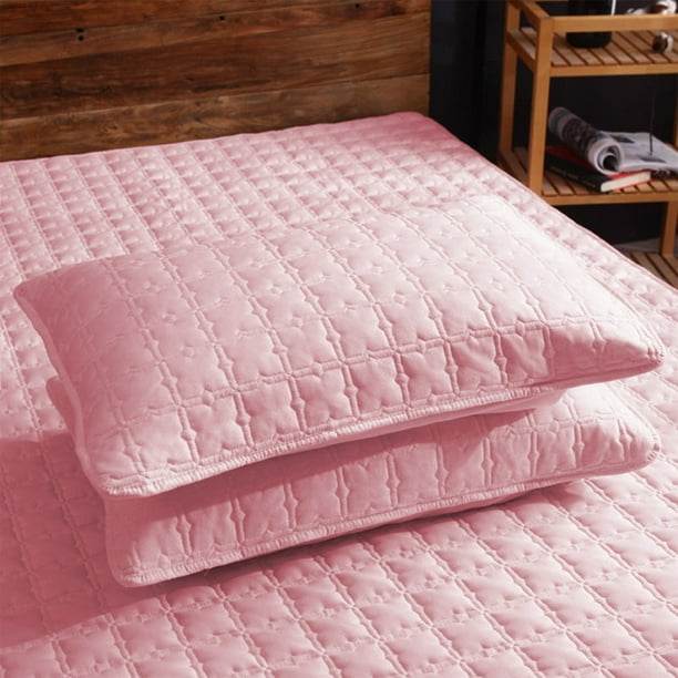 Protector de almohada, juegos de fundas de almohada acolchadas de tamaño estándar, transpirables y resistentes al agua y a las manchas de aceite, juego de fundas de almohada de algodón 2pcs rosa