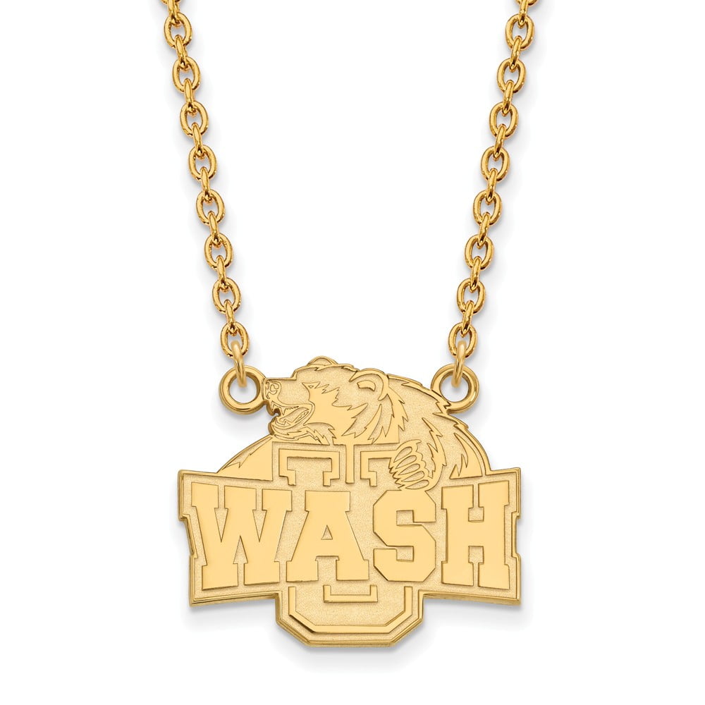 925 Sterling Silver Rhodium-plated Laser-cut Washington State University Small Pendant w/Necklace 18 