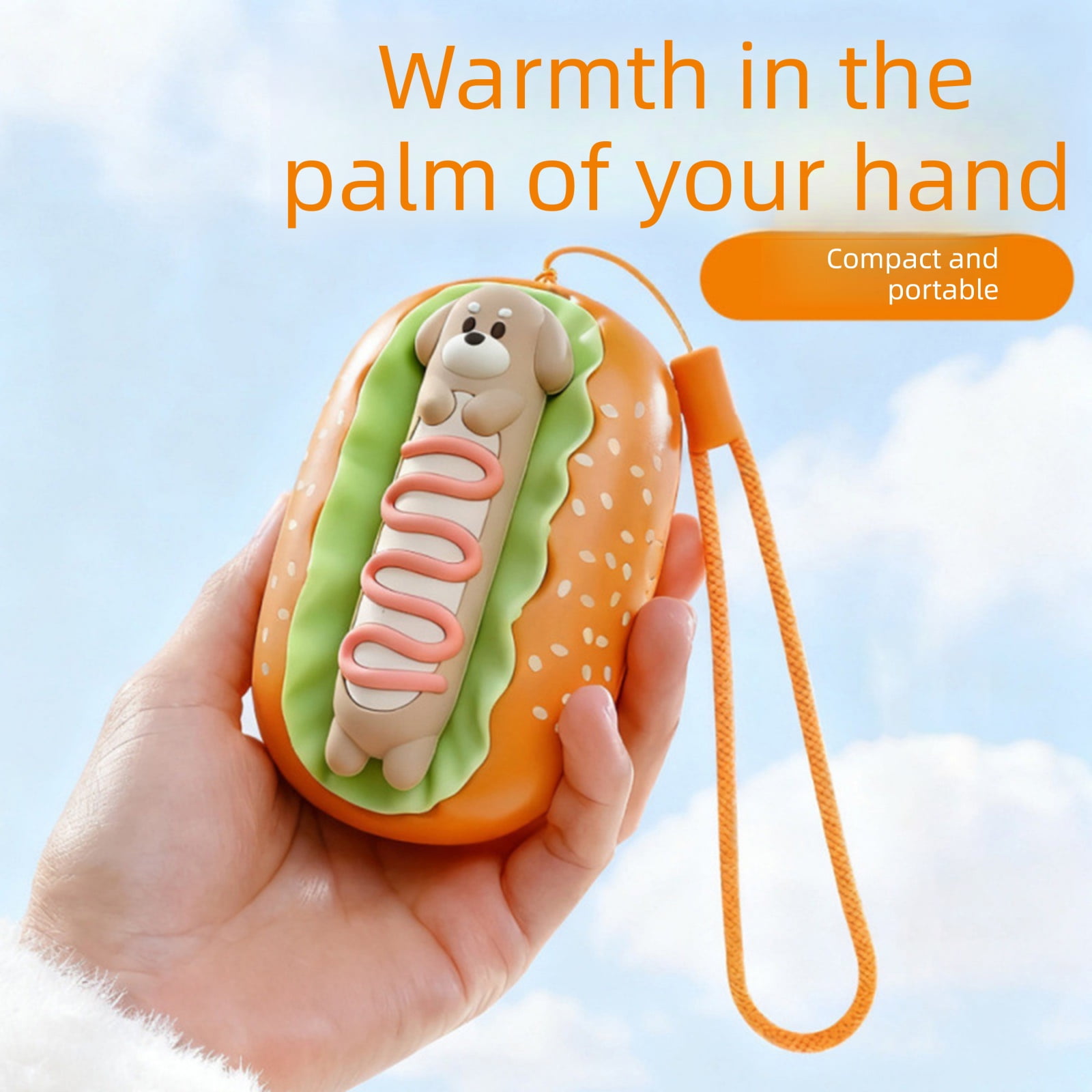 ZMKIAG Hot Dog Shaped Hand Warmer - Cute Rapid Heating Portable Heater with Rechargeable Battery, Fun Design for Winter Commuting, 𝗦𝗰𝗵𝗼𝗼𝗹 and Outdoor Activities