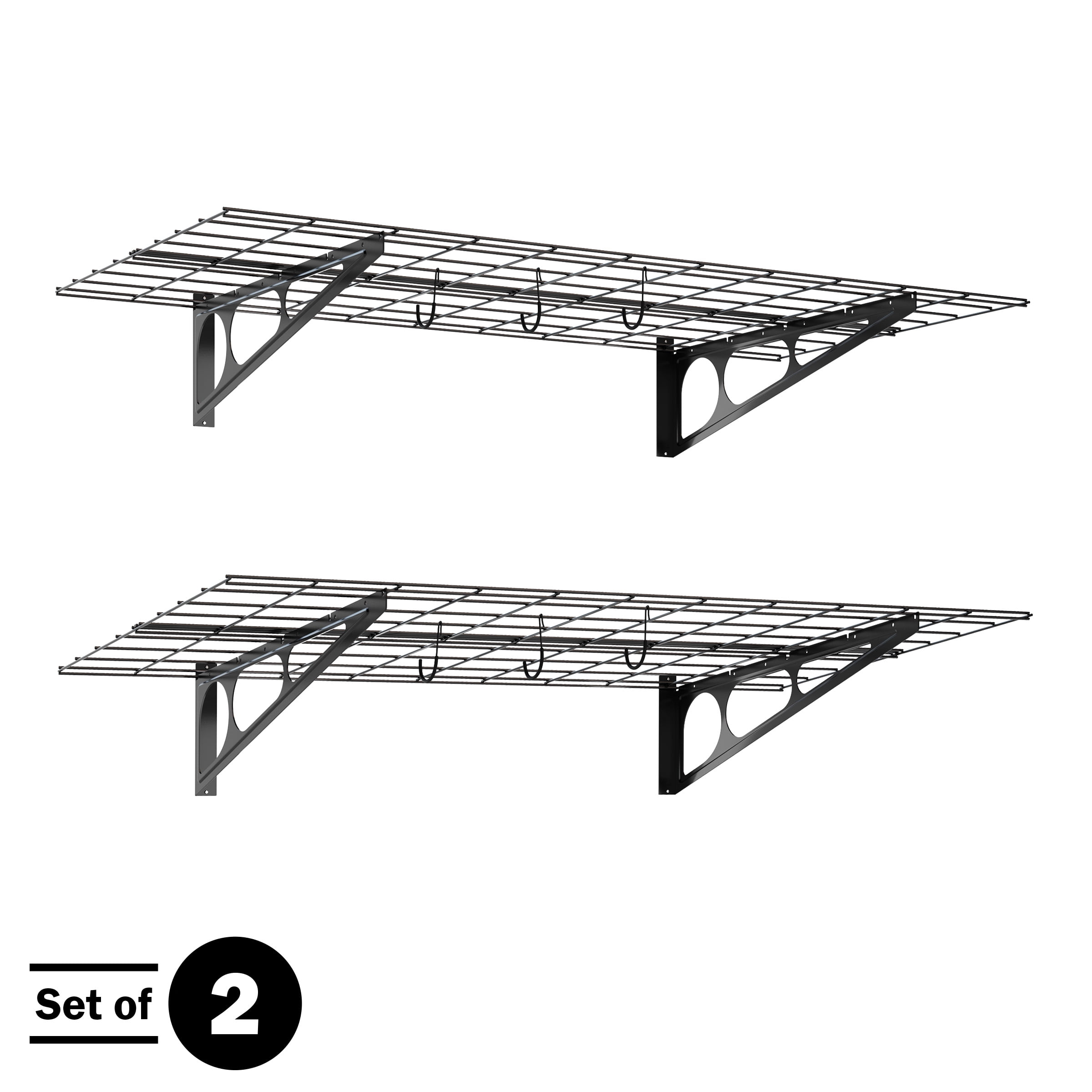 RAD Sportz Bicycle Storage Hooks Garage Shelves, Easy Installation, Plain, 2-Pack, Black