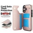 thumbnail image 6 of Mantto Case for iPhone 16 Back Wallet Case, Card Slots Holder RFID Blocking Luxury PU Leather Shockproof Cover, Double Magnetic Buttons Kickstand Case for iPhone 16, Rosegold, 6 of 8