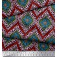 thumbnail image 2 of Soimoi Red Cotton Poplin Fabric Seamless Damask Decor Fabric Printed Yard 56 Inch Wide, 2 of 3