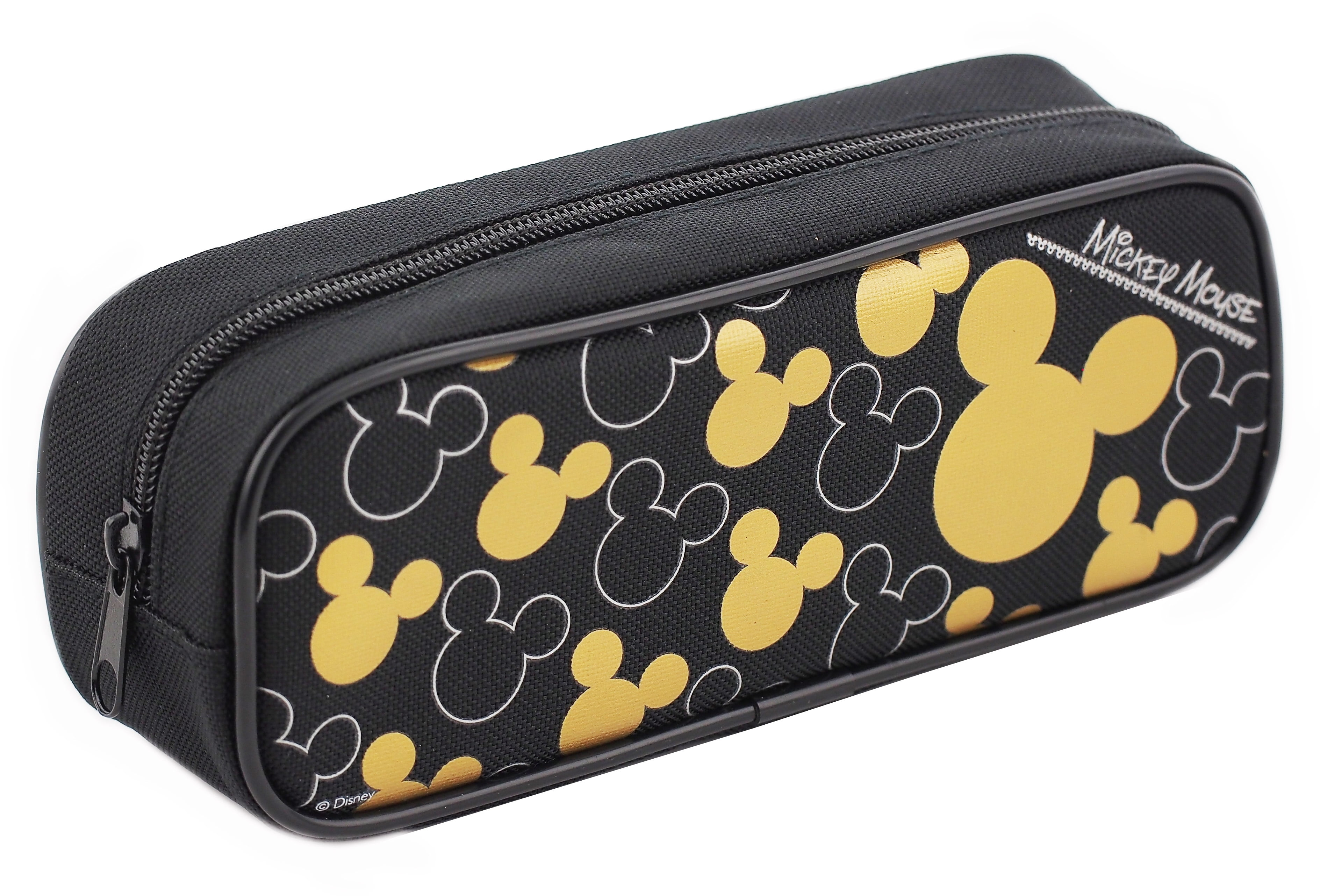 Mickey Mouse Character Single Zipper Black Gold Pencil Case