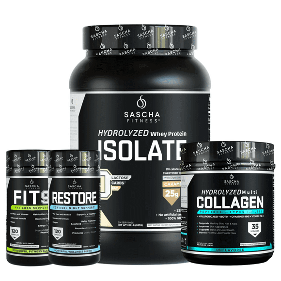 COMBO SASCHA FITNESS FIT 9/RESTORE/COLLAGENOSIN SABOR/PROTEINA ISO CARAMELO
