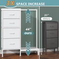 thumbnail image 2 of Dresser with Hanging Rack, 4 Drawers Small Closet for Bedroom, Reversible Fabric Chest of Drawers with Clothes Rack, Tall Storage Tower, Sturdy Frame, White, 44''H, 2 of 9