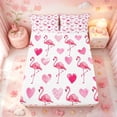 thumbnail image 5 of meiyoeat Pink Flamingo Heart Bed Sheets,Tropical Animal Print Full Size Sheets For Girls,4 Pieces1 Flat Sheet, 1 Fitted Sheet and 2 Pillowcases, 5 of 6