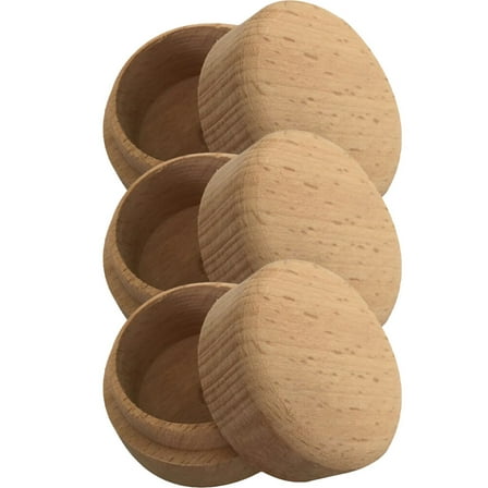 Wooden Jewelry Box for Storage Light Brown Round Ring Container with Lid 3pcs