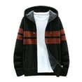 thumbnail image 2 of Holloyiver Men's Sweaters Full Zip Knitted Cardigan Sweaters Casual Patchwork Long Sleeve KnittingHooded Cardigan Zipper Sweater Coats S-2XL Black, 2 of 3
