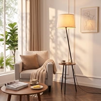Vesteel Floor Lamp with Table, End Table with Charging Station(USB ...