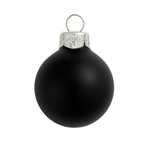 6ct Matte Black Glass Ball Christmas Ornaments 4" (100mm)