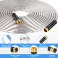 thumbnail image 5 of Garden Hose 50 ft with 10 Function Nozzle, Heavy Duty Stainless Steel Metal Water Hoses, No Kinks, Lightweight, Puncture Proof, Flexible, 5 of 8