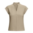 thumbnail image 6 of Oiangi Tank Tops for Women Henley V Neck Sleeveless Shirts Casual Business Office Dressy Tanks Khaki 3XL, 6 of 6