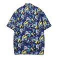 thumbnail image 3 of Camisa informal de manga corta estampada de moda para hombre azul marino XXL para playa con cuello vuelto para viajar, 3 of 5