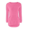 thumbnail image 4 of VISALY Pullover Crewneck Sweaters Oversized Sweaters Loose Fluffy Fuzzy Pullover Casual Top Solid Long Sleeve Jumper Sweaters Long Blouse with Pockets Sweater Jacket Women Comfy Sweatshirt Hot Pink Xl, 4 of 5