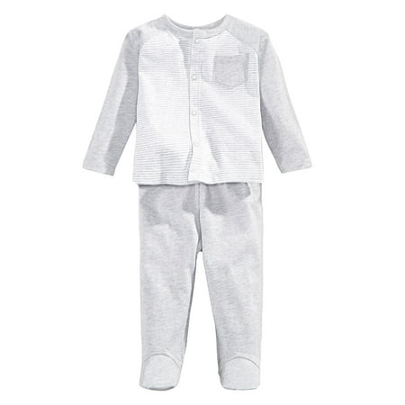 

First Impressions Baby Boys Take Me Home Stripe Coverall & Pants Set Gray 0-3 Months