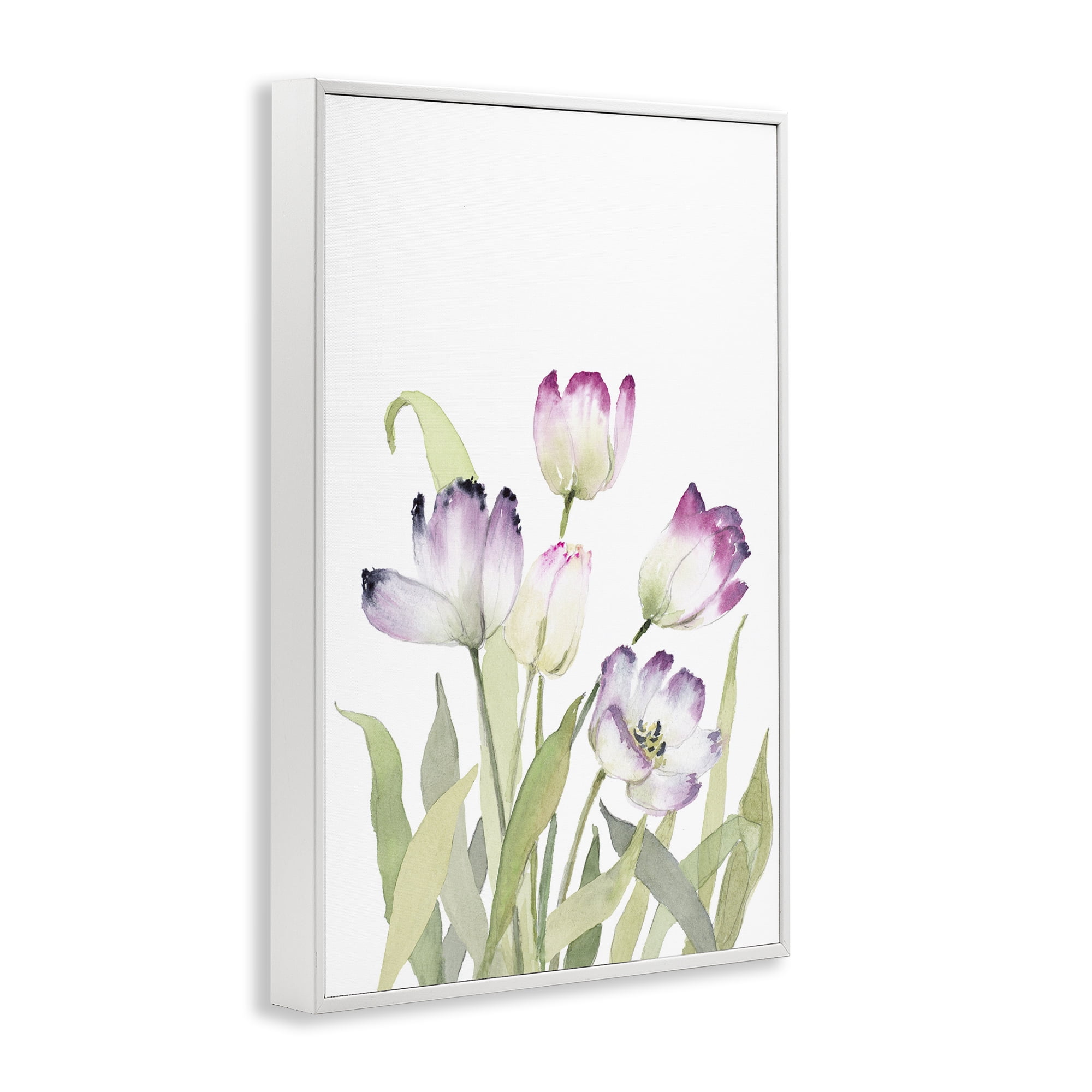 Stupell Industries Fresh Garden Tulips Botanical & Floral Painting White Framed Art Print Wall Art, 12 x 18