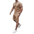 thumbnail image 1 of Honganda Male Solid Color Round Neck Short Sleeve T-Shirt+ Shorts with Pocket, 1 of 9