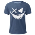 thumbnail image 4 of Blusas y camisas de manga corta con cuello redondo para hombre, blusas casuales de verano a la moda con cuello redondo y estampado para hombre., 4 of 4