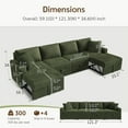 thumbnail image 2 of Marrber Modular Sectional Sofa U-Shaped with Two Pull-Out Chaise Bed and Storage Seats for Living Room, Apartment, Plush Corduroy Green, 2 of 9