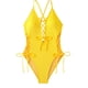thumbnail image 1 of Trajes de baño de una pieza para mujer, bikinis sin espalda con tirantes ajustables a la moda de color sólido para mujer, traje de baño para mujer, 1 of 5