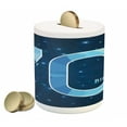 thumbnail image 1 of 70th Birthday Piggy Bank, Stars Space Theme with Geometrical Design 70 Years Old Party, Ceramic Coin Bank Money Box for Cash Saving, 3.6" X 3.2", Dark Blue and Sky Blue, by Ambesonne, 1 of 4