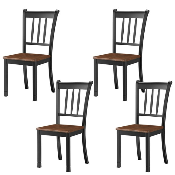 Topbuy Armless Wooden Back Dining Side Chair, Set of 4, Black