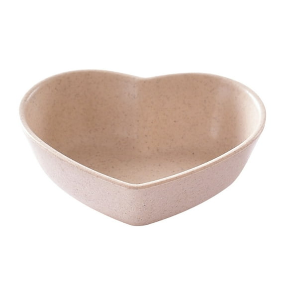 OUNONA 4pcs Sauce Dishes Heart Shape Sauce Dipping Bowls Wheat Straw Soy Sauce Dishes Mini Dinnerware Plate Condiment Dish (Beige)