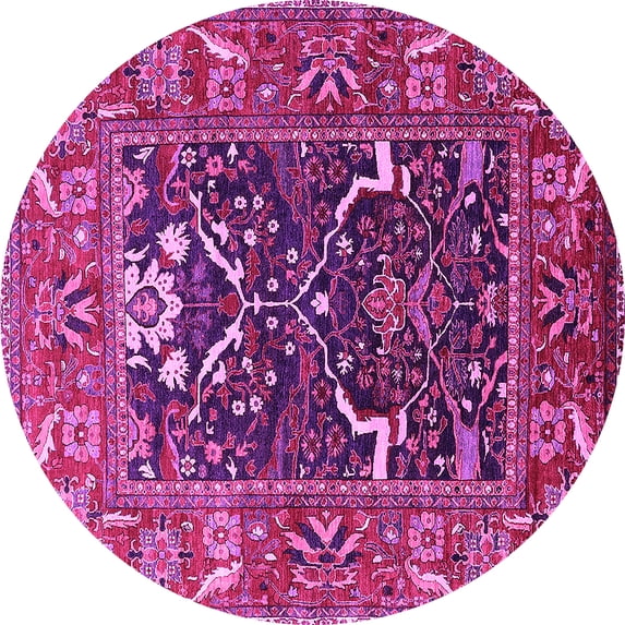 Ahgly Company Indoor Round Oriental Pink Industrial Area Rugs, 5' Round