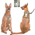 thumbnail image 2 of Arnés antitirones para perros, arnés táctico transpirable y ajustable para perros medianos y grandes, chaleco reflectante duradero, equipo de grado militar, talla XL, marrón y verde., 2 of 5