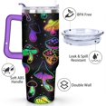 thumbnail image 3 of 40oz Cute Colorful Botanical Mushroom Stainless Steel Flip Straw Tumbler Spill Proof Travel Cup Double Wall Vacuum Insulated Coffee Mug with Top Handle, 3 of 6
