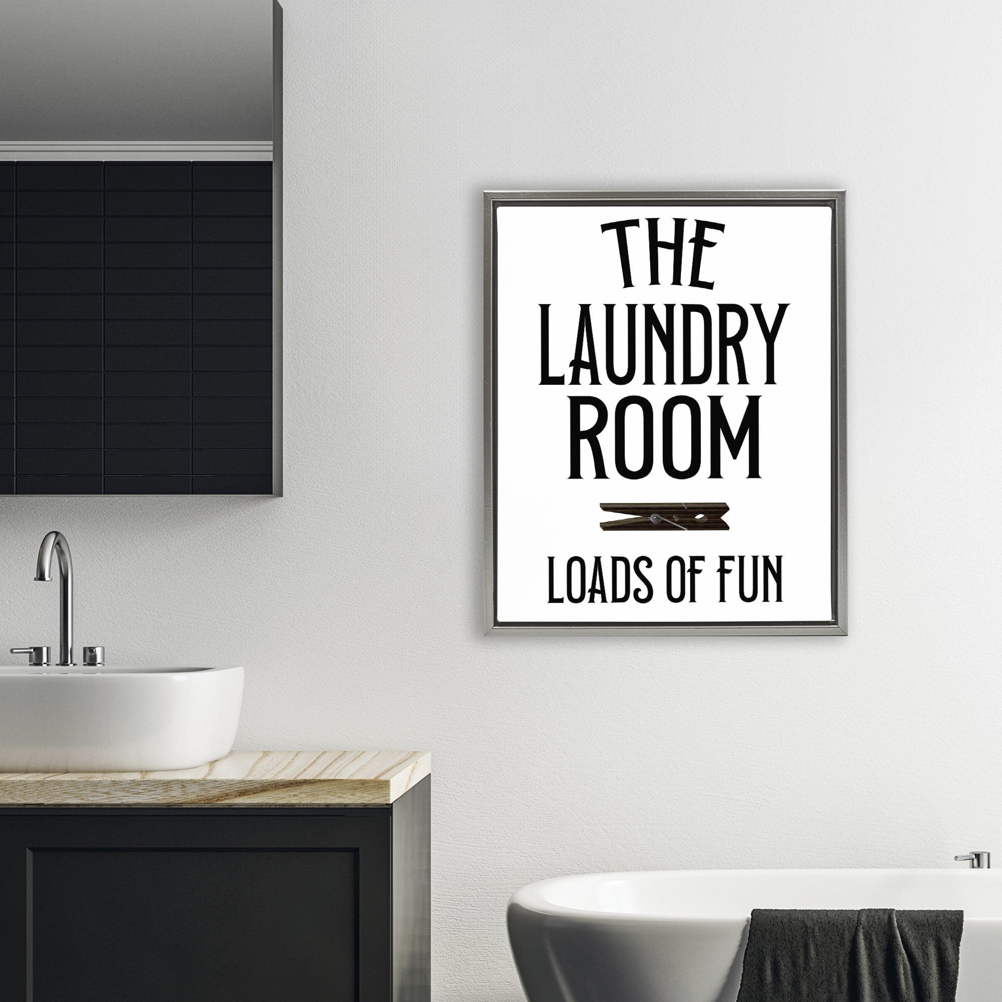 Loads Of Fun Clothespin Gray Framed Floater Canvas Wall Art, design by Kim Allen