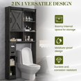 thumbnail image 6 of SUNVIVI Over The Toilet Storage Cabinet, Farmhouse Storage Cabinet Over Toilet with Sliding Barn Door, Home Space-Saving Toilet Rack, Behind Toilet Bathroom Organizer for Bathroom, Dark Grey, 6 of 7