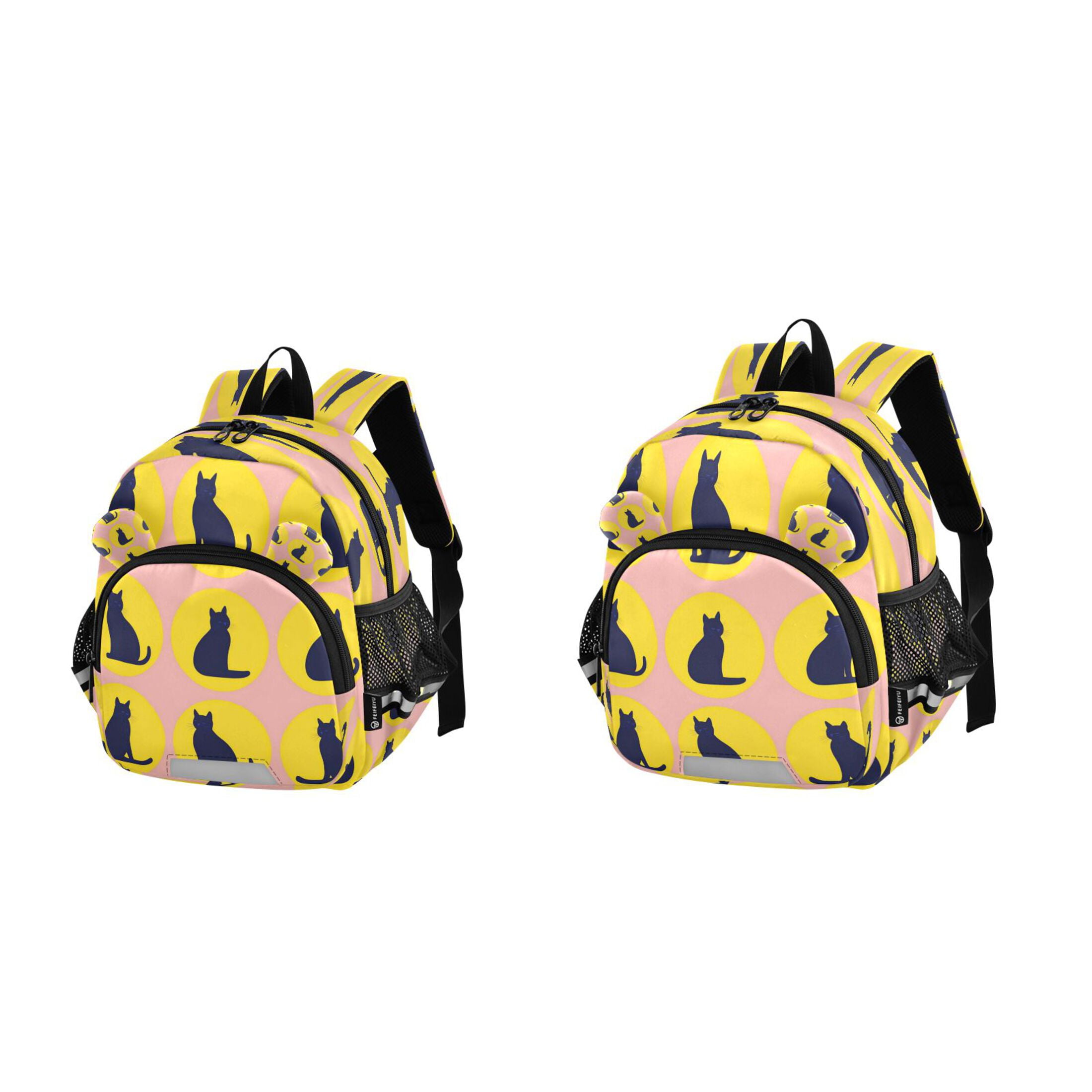 RMDQTR Adorable Ear-Print Backpack with Reflective Strip and Anti-Lost Leash Adjustable Shoulder Straps Mini Travel Backpack Dark Blue Cats