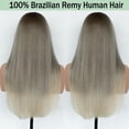 thumbnail image 4 of Mscathy Layered Straight Beige Ombre Hightlight Wigs Human Hair Ash Blonde 13x4 HD Transparent Lace Front Wig Human Hair 180% Density Pre Plucked Natural Hairline Remy Human Hair Wig With Baby Hair, 4 of 7