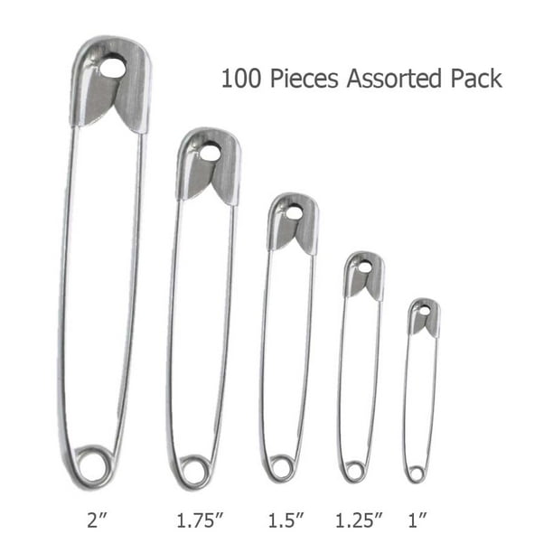 Package of 100 Pieces Assorted Size Safety Pins