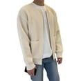 thumbnail image 3 of Frontwalk Men Cardigan Sweater Plain Coat Open Front Jumper Mens Casual Outwear Long Sleeve Jacket Apricot 3XL, 3 of 4