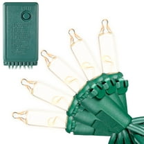 Novelty Lights RetroGlo® Clear LED Multi-Function 46.5ft Chasing Christmas Lights, 140 Bulbs on Green Wire, Vintage Style, 2700K Warm White Core