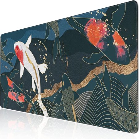 Desk Mat  Desk Mats On Top of Desks Gaming Mouse Pad with Non-Slip Base Extended Large Mouse Pad XL Keyboard Mouse Pad for Work  Game  Office  Home - Koi Fish (35.4x15.7 in)