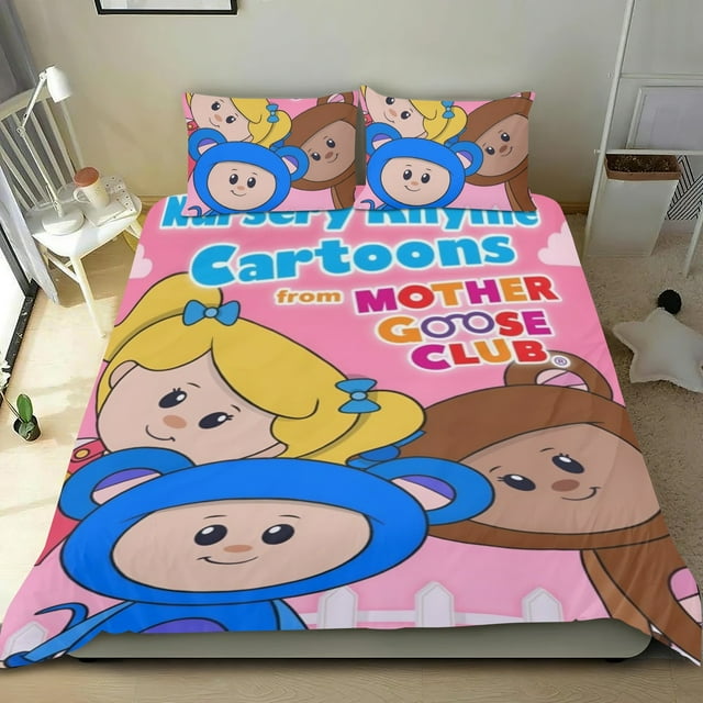 Club de la Madre Gansa Conjunto de sábanas temático, trío de piezas, cómodo y amigable con la piel, diseño único, regalo de decoración para el hogar para familiares, amigos y fans,140cm *210cm