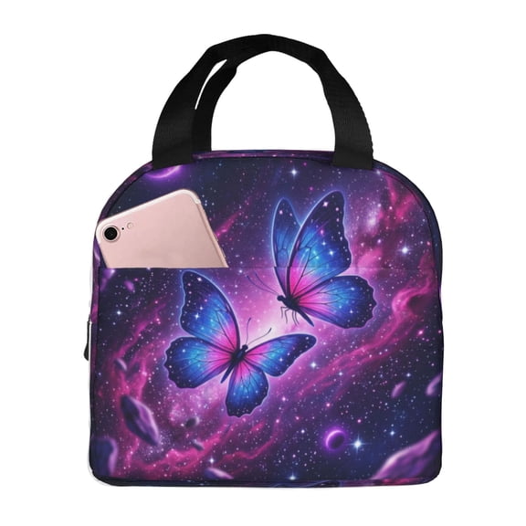 Butterfly Lunch Bag Reusable Zipper Closure Leakproof Insulated Lunch Box Cooler Tote Bag Food Container Snack Bag