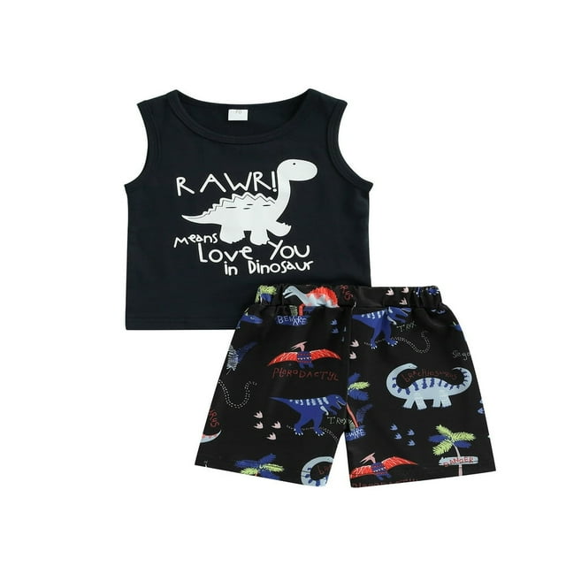 MesaSe Garçons Ensembles Lettre Cou Sans Manches Shorts Arbre