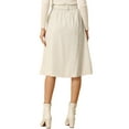 thumbnail image 3 of INSPIRE CHIC Women's Corduroy Skirt High Waist Button Front Belted Midi Skirt Cream 2XL, 3 of 6
