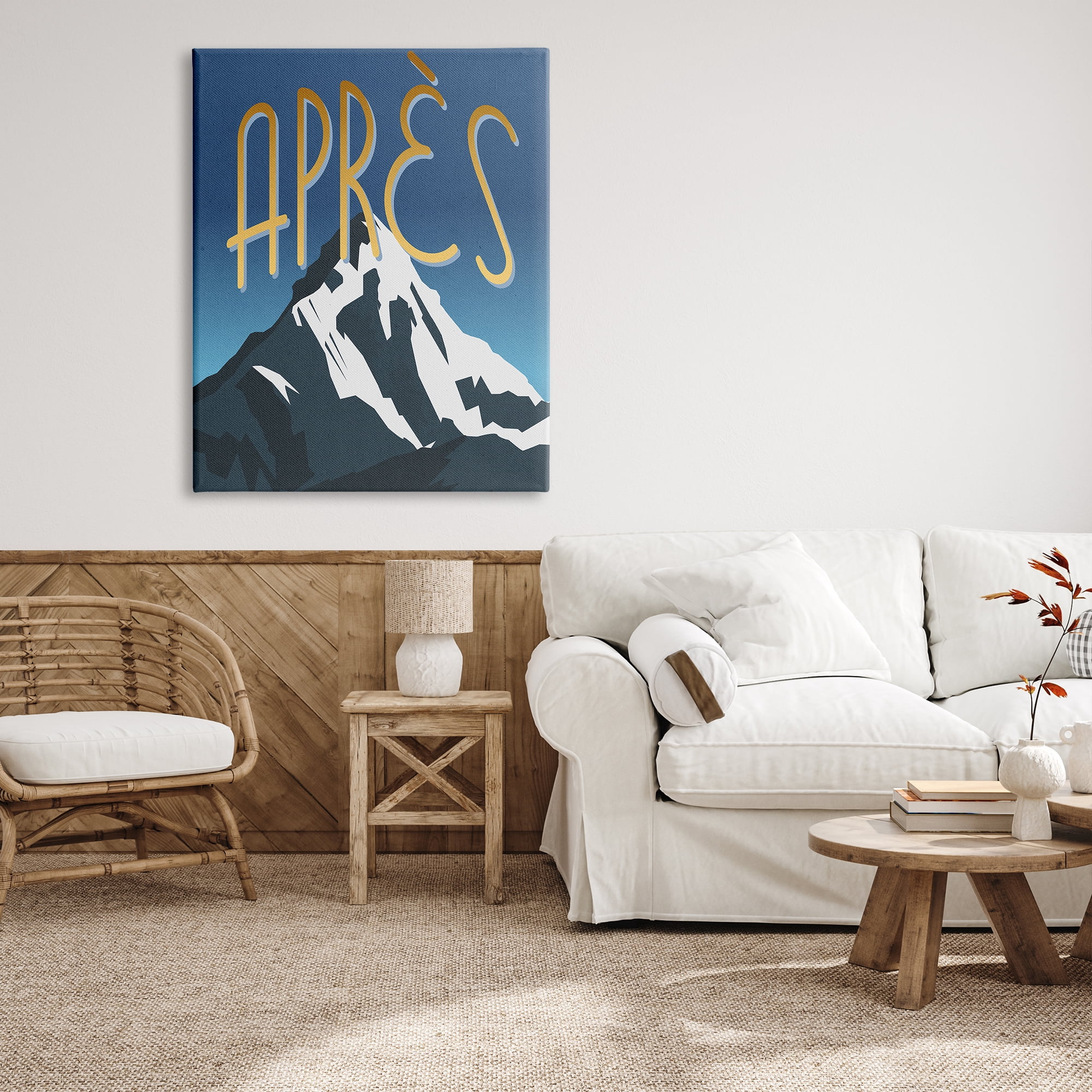 Stupell Industries Après Mountain Ski Sport Winter Landmark Blue Grey, 36 x 48, Design by Daphne Polselli